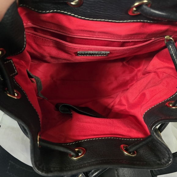 Dooney & Bourke Black Leather Drawstring Slouch Bag - Picture 9 of 10